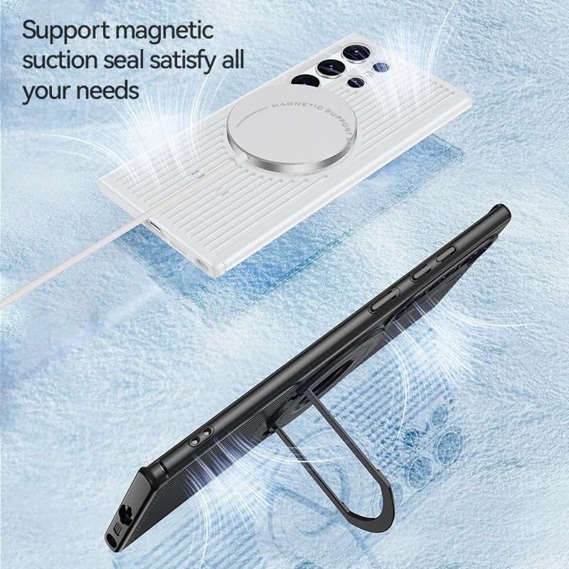 Samsung Galaxy S24 Ultra Magnetic Stand Hard Shell Cooling Case  -Black