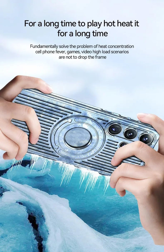 Samsung Galaxy S24 Ultra Magnetic Stand Hard Shell Cooling Case  -Black