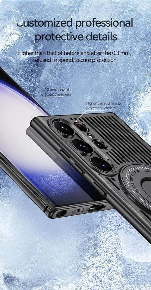 Samsung Galaxy S24 Ultra Magnetic Stand Hard Shell Cooling Case  -Black