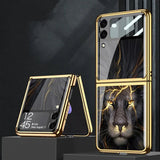 Elegent Lion Pattern Glass Case- Galaxy Z Flip Series