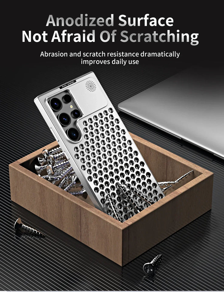 Samsung Galaxy S24 Ultra Metal Heat Dissipation Aluminum Cooling Case with Fragrance Aroma - Black