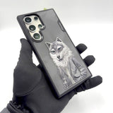 Samsung Galaxy S24 Ultra Nimmy Embroidery Leather Back Cover Case - Wolf Jacket
