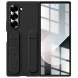 Samsung Galaxy Z Fold6 Matte Skin Feel Band & Stand Case with Inbuilt Tempered Glass - Black