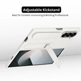 Samsung Galaxy Z Fold6 Matte Skin Feel Band & Stand Case with Inbuilt Tempered Glass - Gray