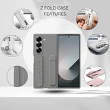 Samsung Galaxy Z Fold6 Matte Skin Feel Band & Stand Case with Inbuilt Tempered Glass - Sand