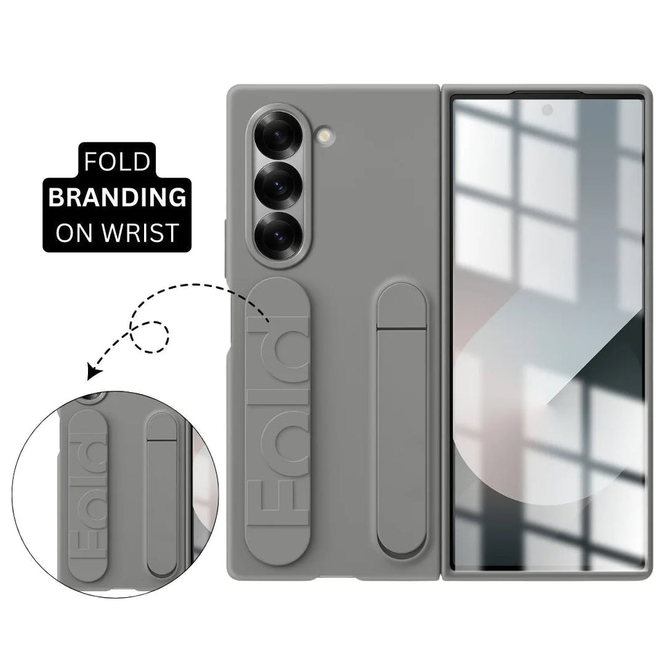Samsung Galaxy Z Fold6 Matte Skin Feel Band & Stand Case with Inbuilt Tempered Glass - White