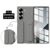 Samsung Galaxy Z Fold6 Matte Skin Feel Band & Stand Case with Inbuilt Tempered Glass - White