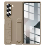 Samsung Galaxy Z Fold6 Matte Skin Feel Band & Stand Case with Inbuilt Tempered Glass - Sand