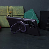 Samsung Galaxy S24 Ultra Magnetic Metal Stand Shockproof Case - Black