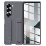 Samsung Galaxy Z Fold6 Matte Skin Feel Band & Stand Case with Inbuilt Tempered Glass - Gray