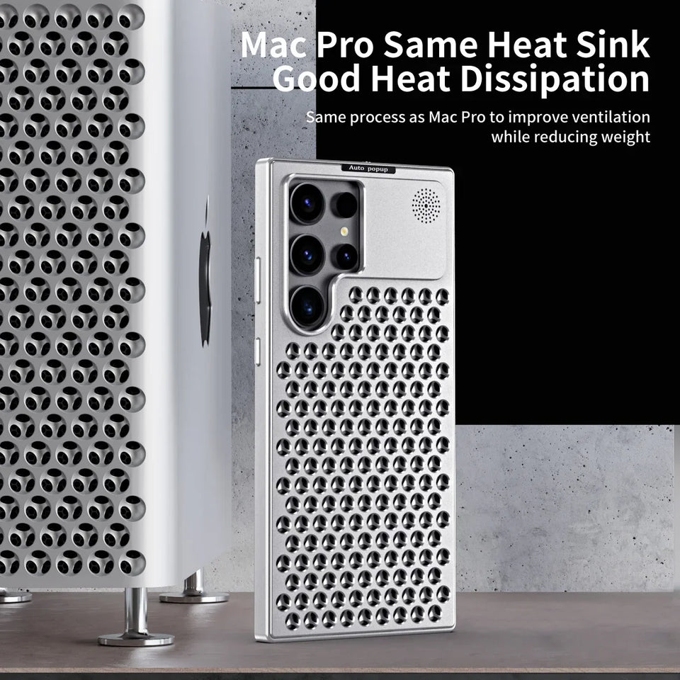 Samsung Galaxy S24 Ultra Metal Heat Dissipation Aluminum Cooling Case with Fragrance Aroma - Black