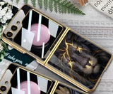 Elegent Lion Pattern Glass Case- Galaxy Z Flip Series