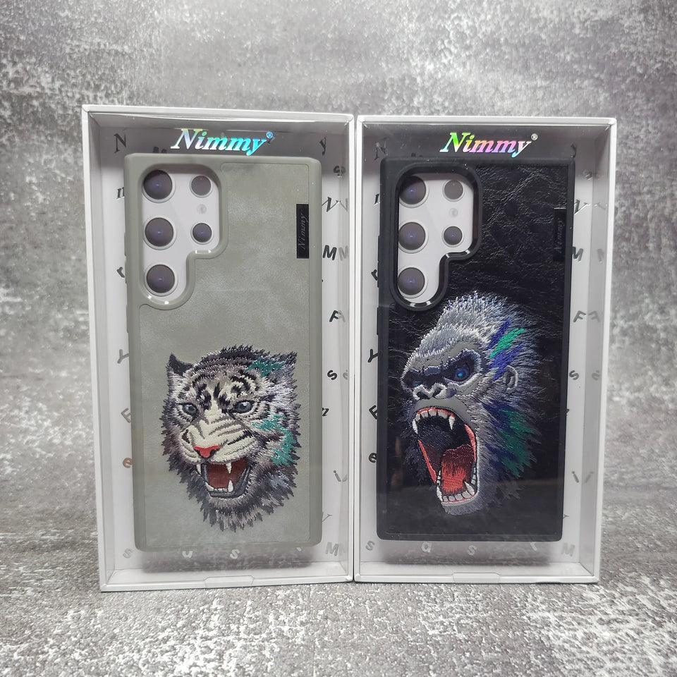 Samsung Galaxy S24 Ultra Nimmy Embroidery Leather Back Cover Case - Gorilla