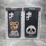 Samsung Galaxy S24 Ultra Nimmy Embroidery Leather Back Cover Case - Panda