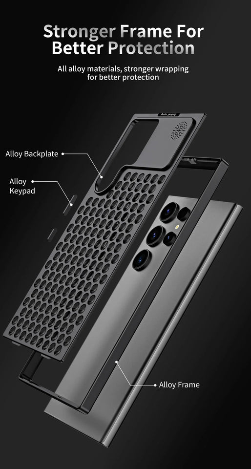 Samsung Galaxy S24 Ultra Metal Heat Dissipation Aluminum Cooling Case with Fragrance Aroma - Black