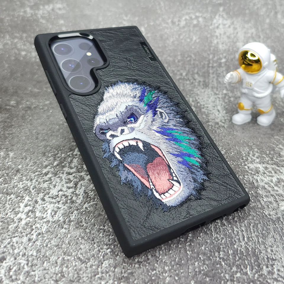 Samsung Galaxy S24 Ultra Nimmy Embroidery Leather Back Cover Case - Gorilla
