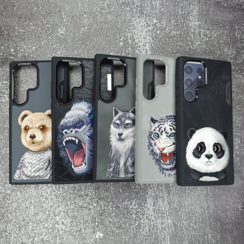 Samsung Galaxy S24 Ultra Nimmy Embroidery Leather Back Cover Case - Gorilla