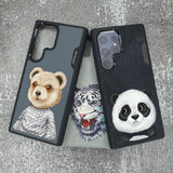 Samsung Galaxy S24 Ultra Nimmy Embroidery Leather Back Cover Case - Teddy
