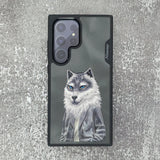 Samsung Galaxy S24 Ultra Nimmy Embroidery Leather Back Cover Case - Wolf Jacket