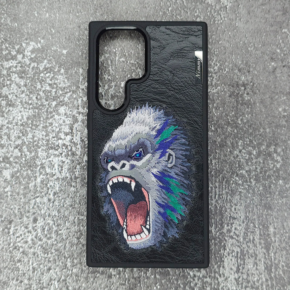 Samsung Galaxy S24 Ultra Nimmy Embroidery Leather Back Cover Case - Gorilla