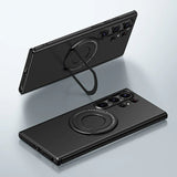 Samsung Galaxy S24 Ultra Magnetic Metal Stand Shockproof Case - Black