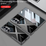 Samsung Galaxy Z Fold 6 Gkk Original X Pattern Leather & Glass Back Cover with Front Glass - Carbon