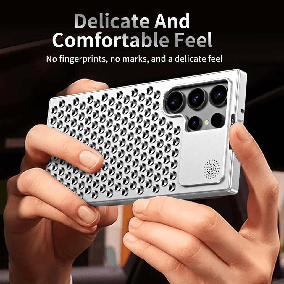Samsung Galaxy S24 Ultra Metal Heat Dissipation Aluminum Cooling Case with Fragrance Aroma - Black